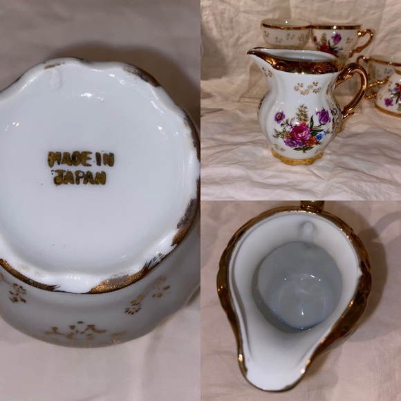 Japaneese 15 pieces fine china Tea Set‎ floral & gold Demitasse Set for 5 - Picture 3 of 16